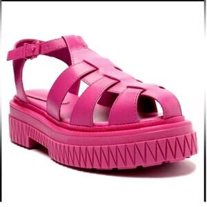 SCHUTZ Pink Beatrix Nappa Leather Platform Sandals